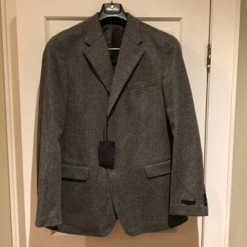 Prada 3-button grey checked wool sport coat